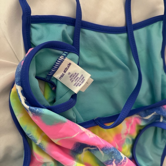 Miss Attitude size 16 one piece swimsuit with cutouts on the side. - Picture 3 of 3